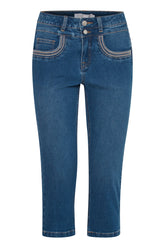 Fransa FRFRIDA PAM CAPRI 1, Mid Blue denim