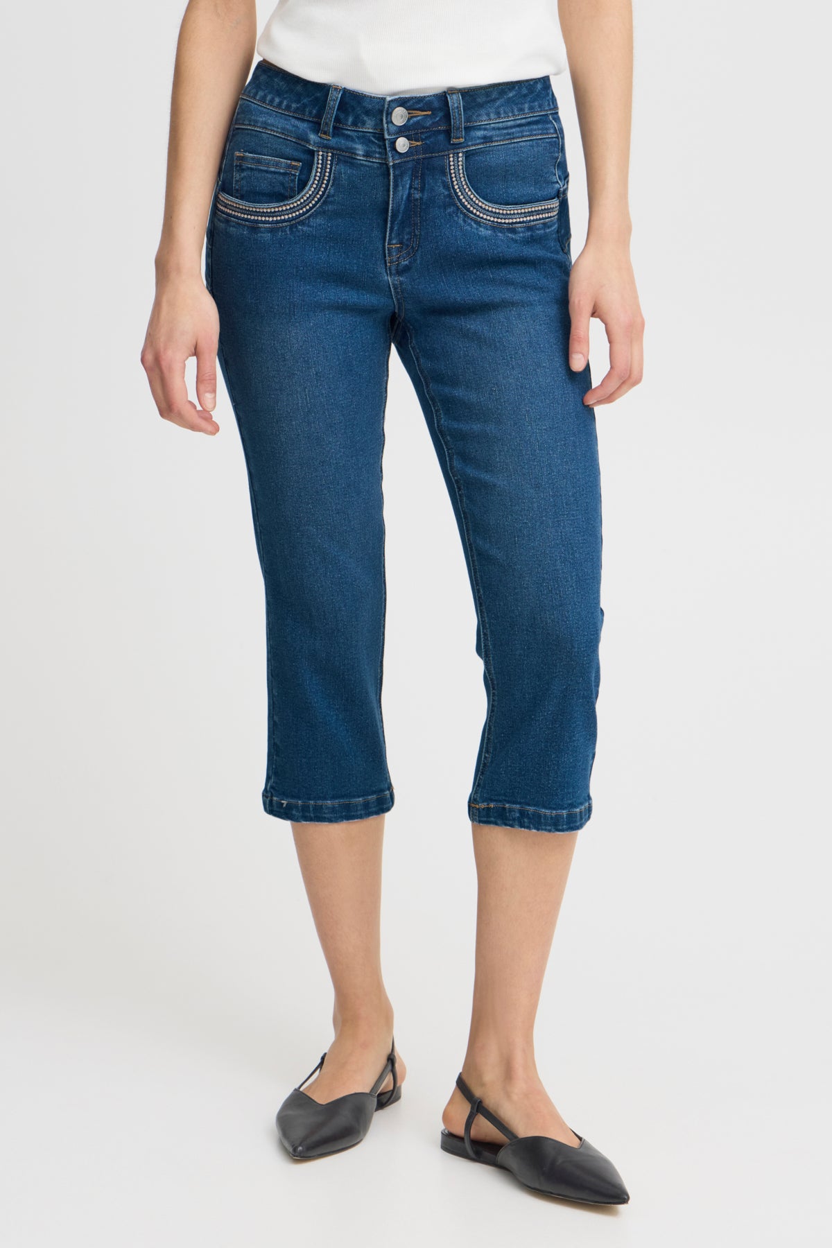 Fransa FRFRIDA PAM CAPRI 1, Mid Blue denim